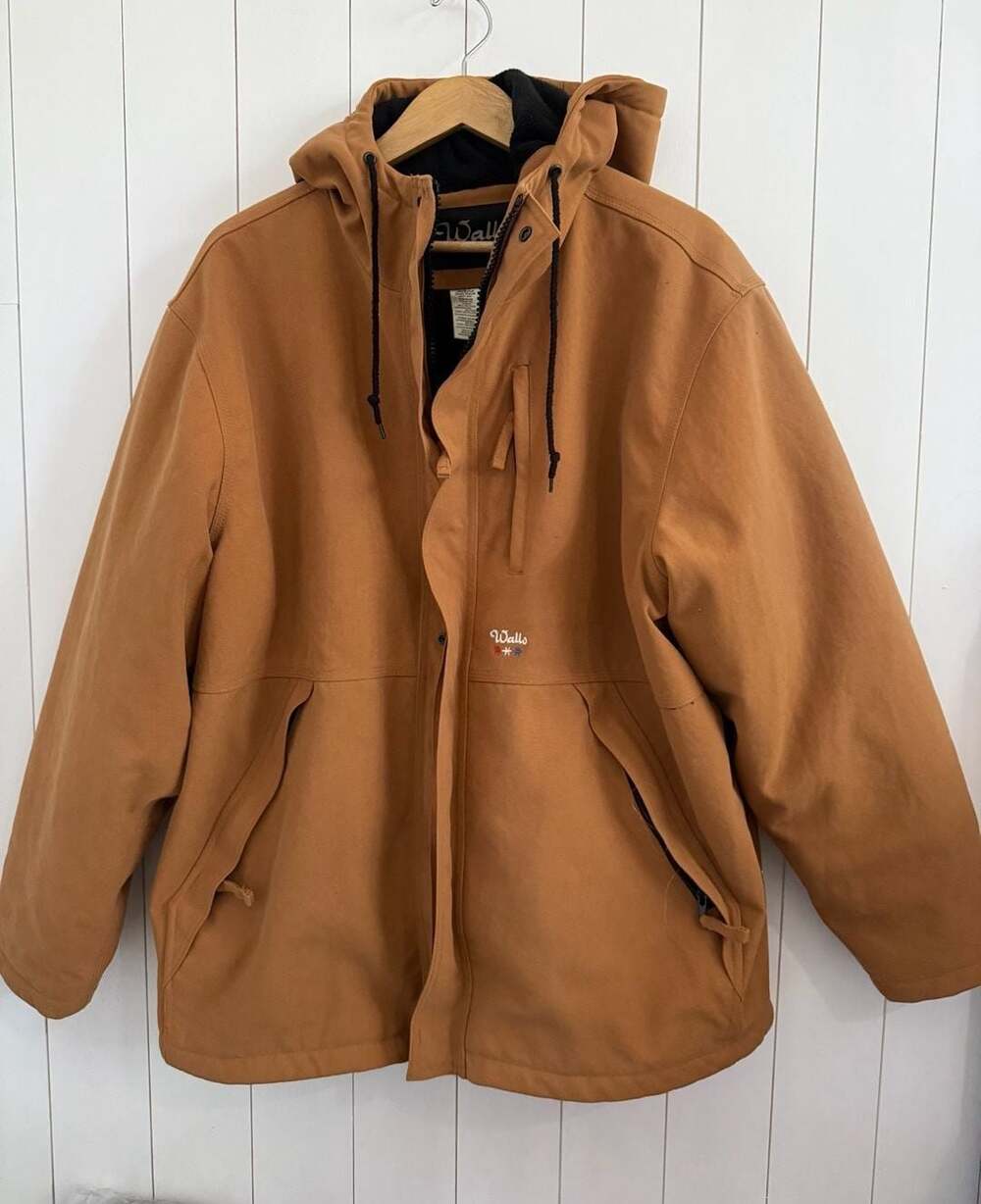 Walls Work Jacket Large Regular Brown Hooded Canvas Duck Bomber